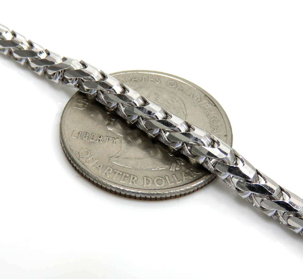 14k white gold solid franco link chain 18-24 inch 4mm - Image 3