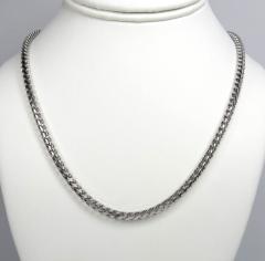 14k white gold solid franco link chain 18-24 inch 4mm