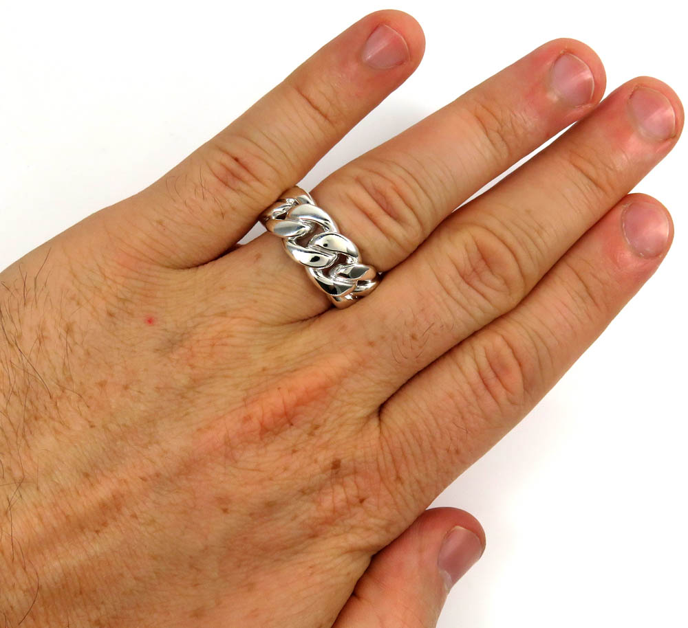 925 sterling silver 11mm solid miami link ring 
