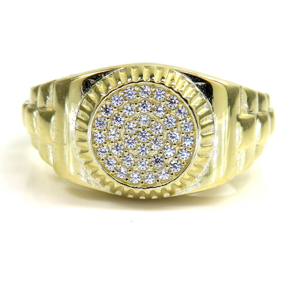 10k yellow gold small presidential style cz ring 1.00ct - Image 2