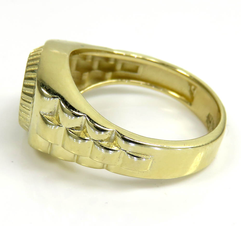 10k yellow gold small presidential style cz ring 1.00ct - Image 3