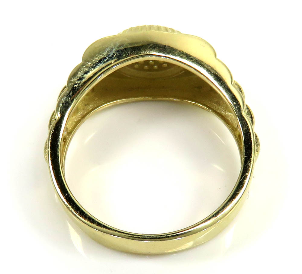 10k yellow gold small presidential style cz ring 1.00ct