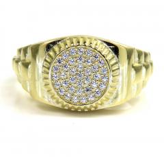 10k yellow gold small presidential style cz ring 1.00ct