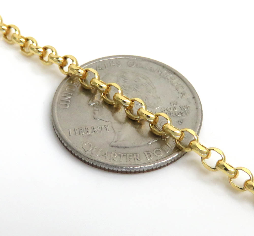 10k yellow gold circle rolo link chain 18-22 inch 3.5mm - Image 3