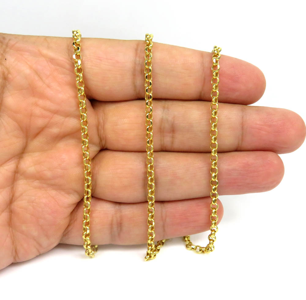 10k yellow gold circle rolo link chain 18-22 inch 3.5mm - Image 5