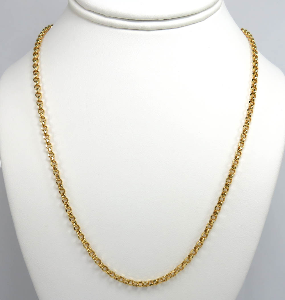 10k yellow gold circle rolo link chain 18-22 inch 3.5mm