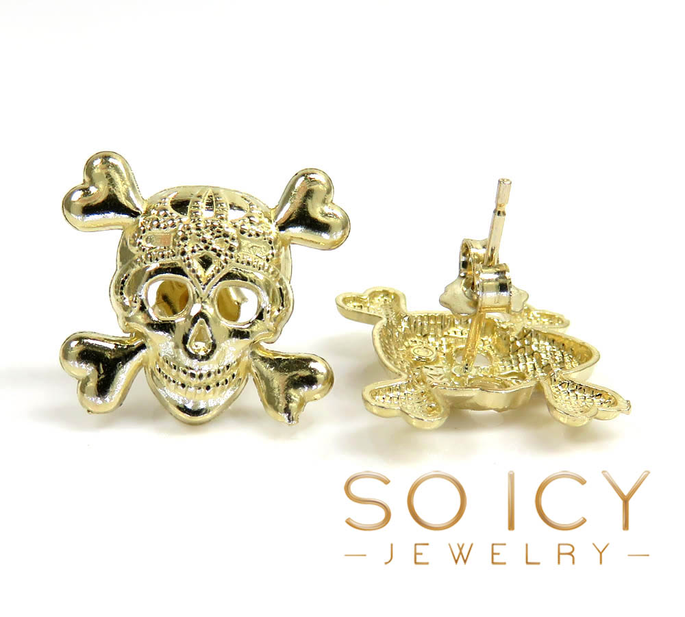 10k yellow gold skull earrings 