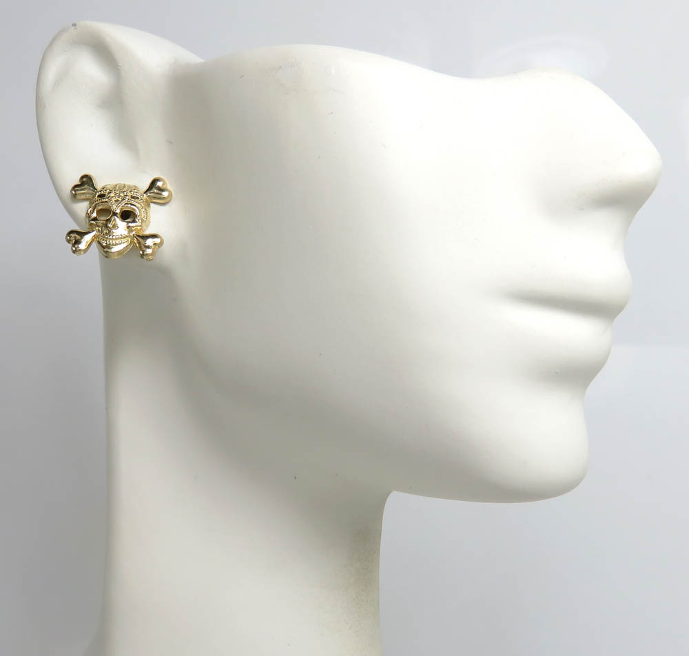 10k yellow gold skull earrings 