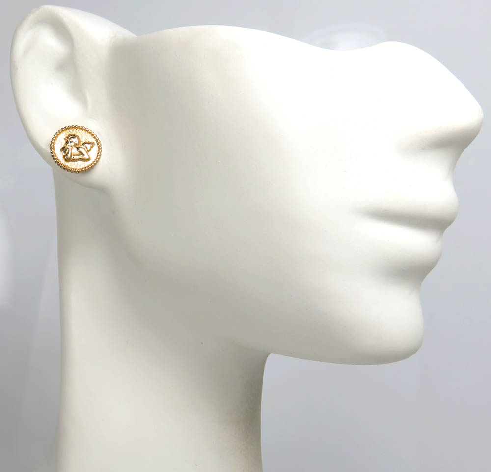 10k yellow gold mini angel earrings 