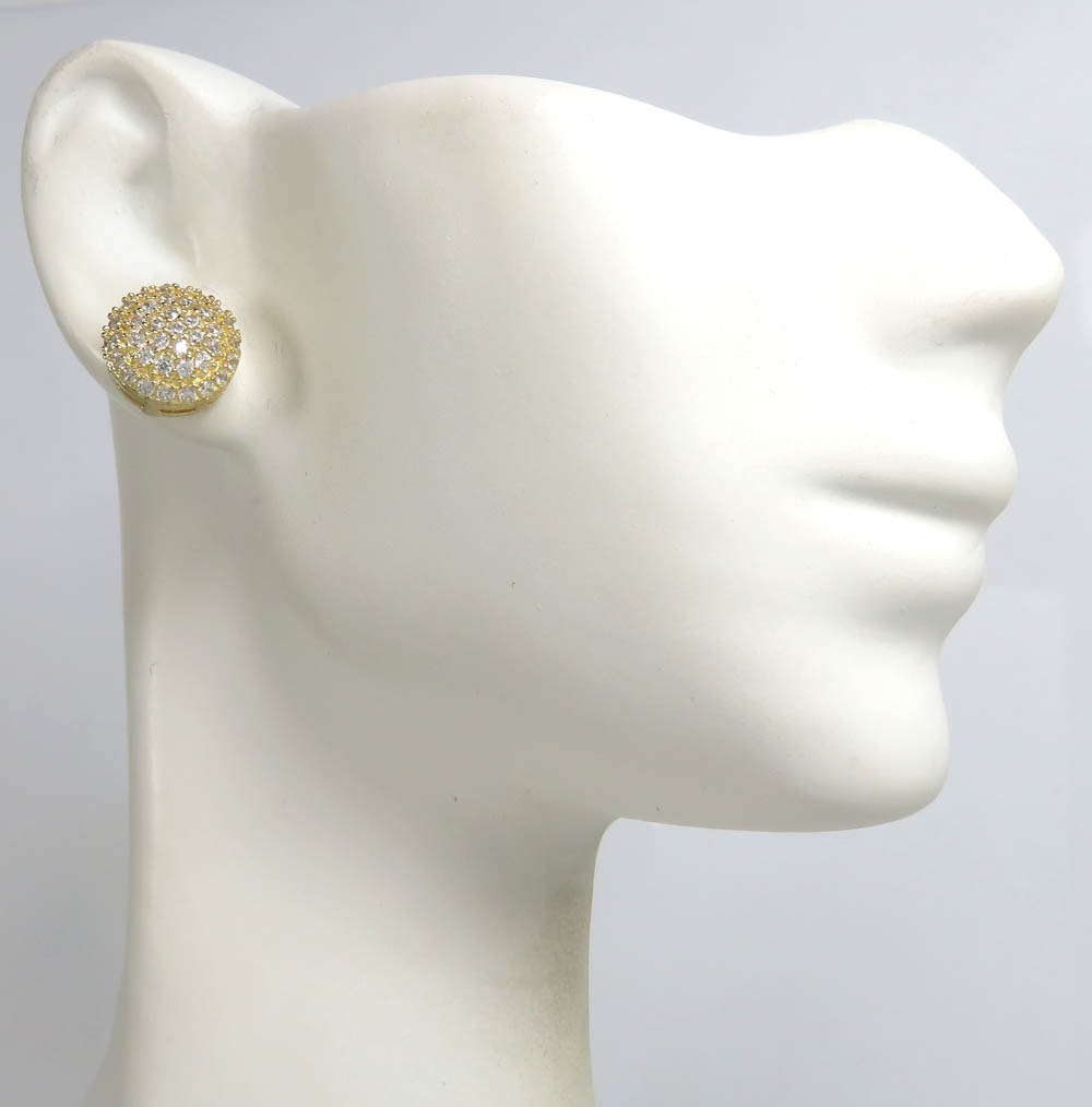 10k yellow gold 10.50mm cz round earrings 2ct - Image 5