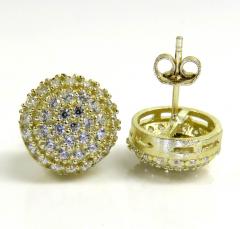 10k yellow gold 10.50mm cz round earrings 2ct