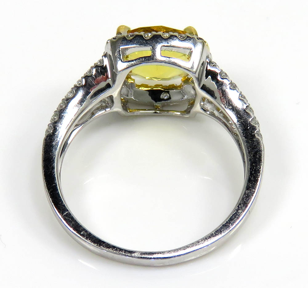 Ladies 14k white gold canary citrine diamond ring 3.50ct