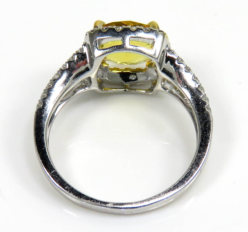 Ladies 14k white gold canary citrine diamond ring 3.50ct - Image 4