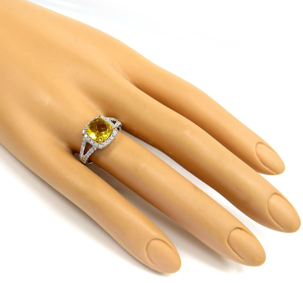 Ladies 14k white gold canary citrine diamond ring 3.50ct - Image 5