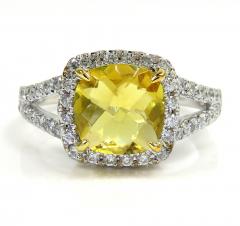 Ladies 14k white gold canary citrine diamond ring 3.50ct