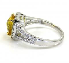Ladies 14k white gold canary citrine diamond ring 3.50ct