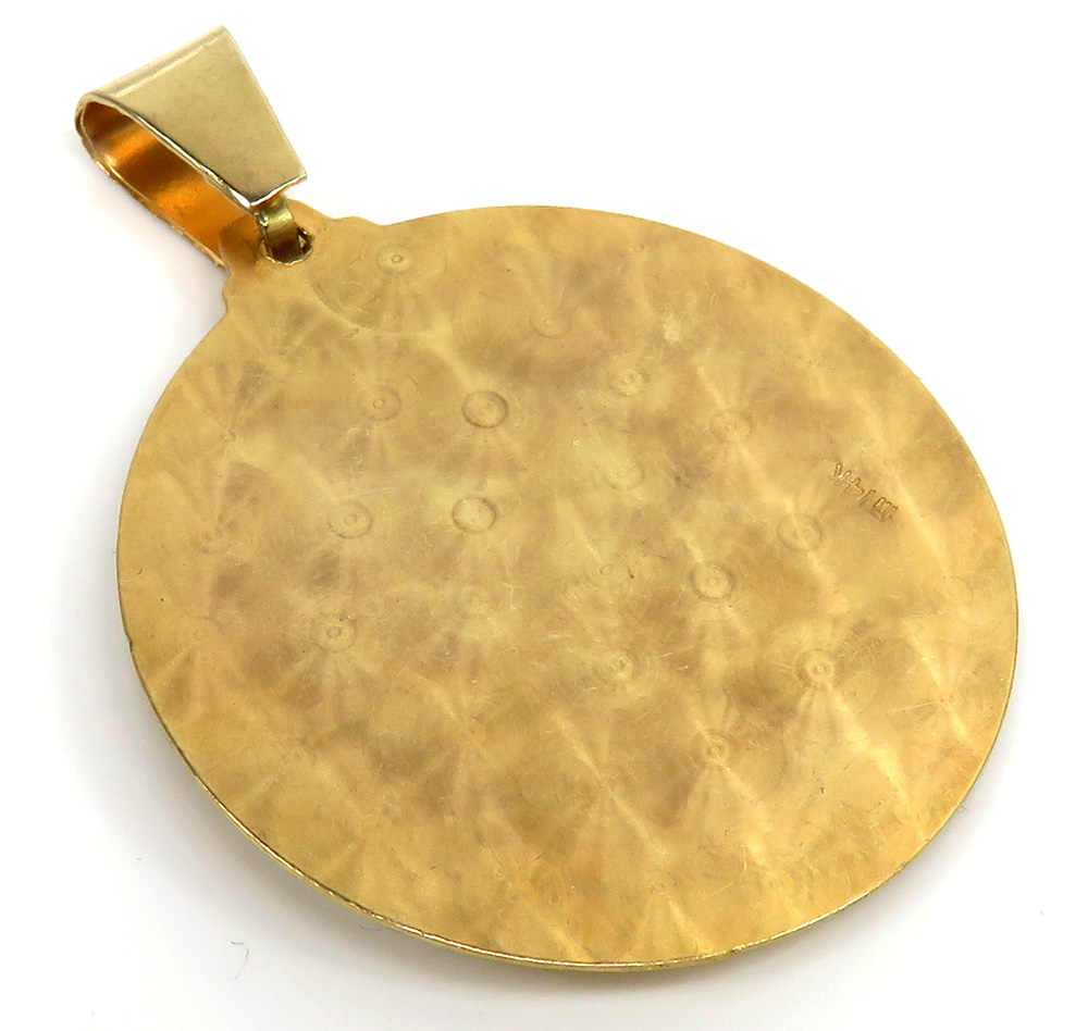14k two tone gold large santa barbara ruby cz pendant 0.05ct