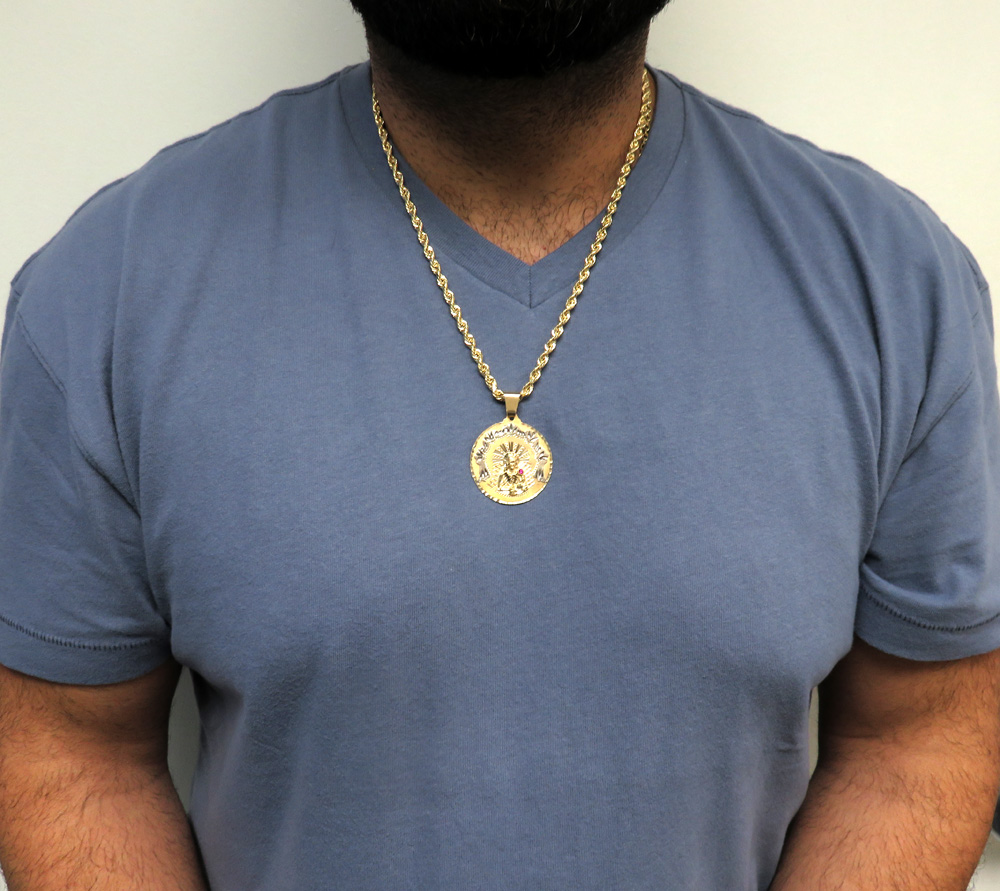 14k two tone gold large santa barbara ruby cz pendant 0.05ct - Image 6