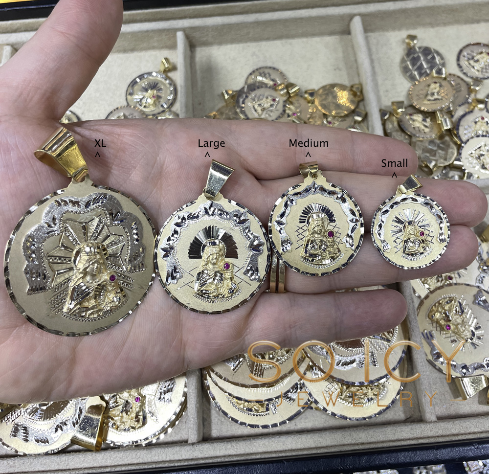 14k two tone gold large santa barbara ruby cz pendant 0.05ct - Image 7