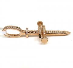 14k gold mini 2 row diamond nail cross 0.52ct