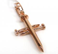 14k gold mini 2 row diamond nail cross 0.52ct