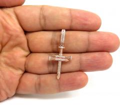 14k gold mini 2 row diamond nail cross 0.52ct