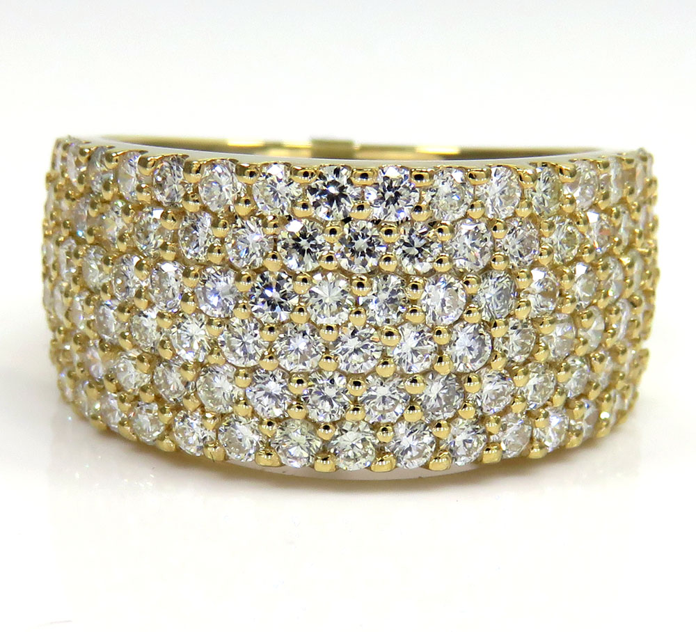 10k yellow gold six row diamond band ring 2.55ct