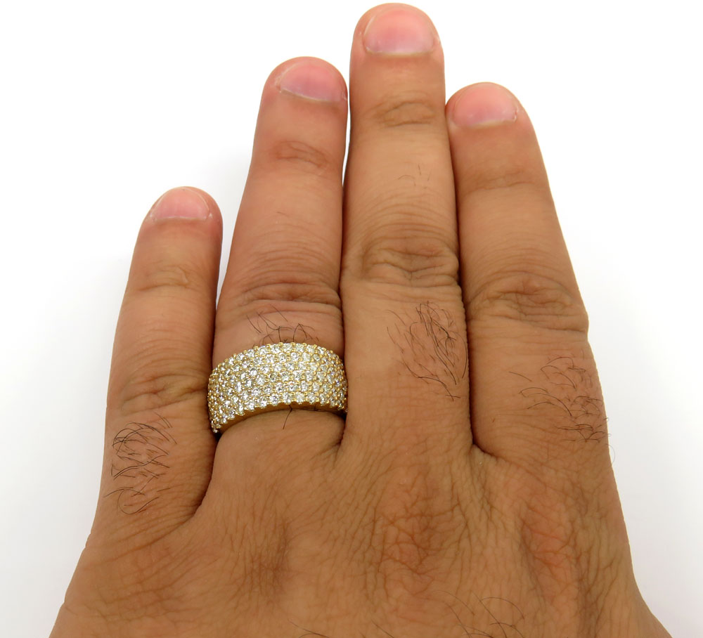 10k yellow gold six row diamond band ring 2.55ct