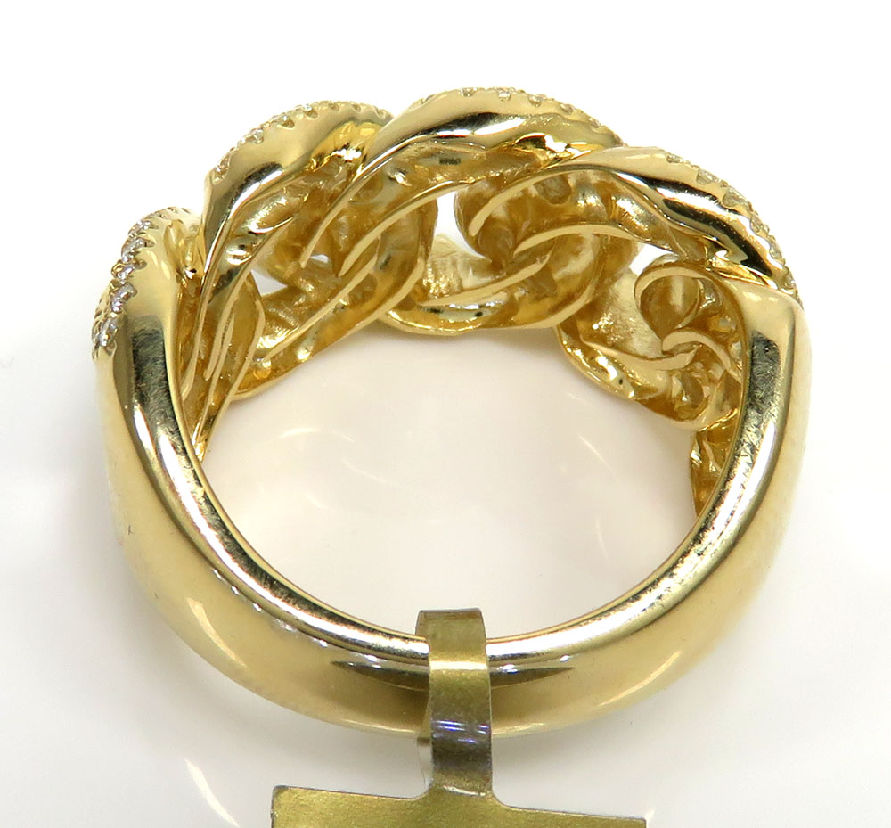10k yellow gold baguette diamond 13mm cuban link ring 1.65ct