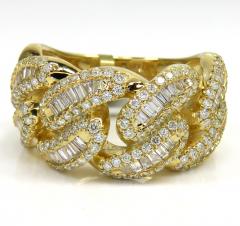 10k yellow gold baguette diamond 13mm cuban link ring 1.65ct