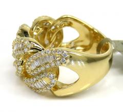 10k yellow gold baguette diamond 13mm cuban link ring 1.65ct