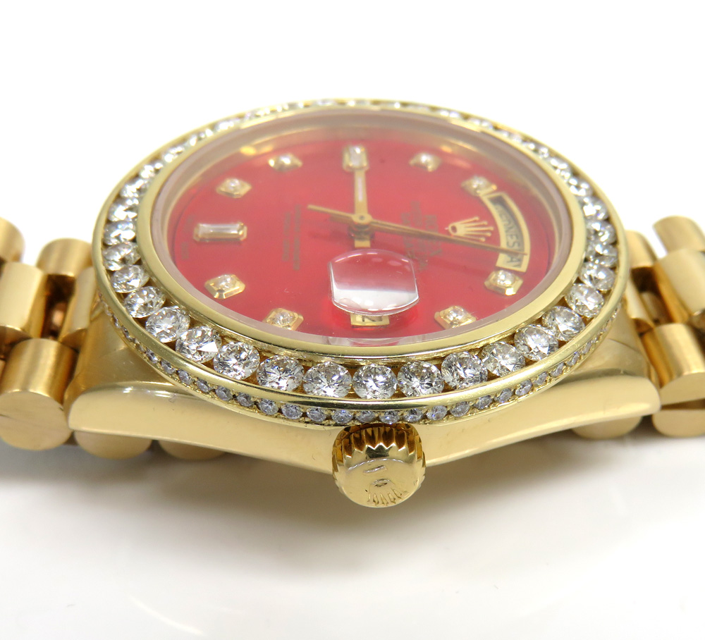 Rolex day date 36mm 18k yellow gold custom red diamond bezel and dial 3.50ct - Image 3