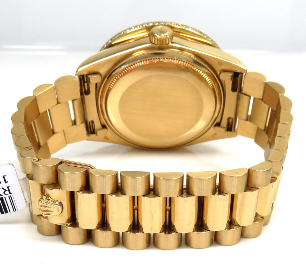 Rolex day date 36mm 18k yellow gold custom red diamond bezel and dial 3.50ct 