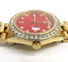 Rolex day date 36mm 18k yellow gold custom red diamond bezel and dial 3.50ct 