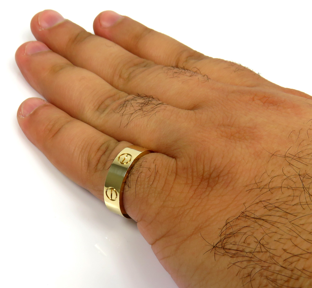 18k yellow gold screw band ring 