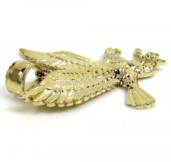 14k yellow gold medium diamond cut flying eagle pendant
