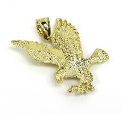 14k yellow gold medium diamond cut flying eagle pendant