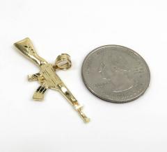 14k yellow gold small solid ak-47 rifle pendant 