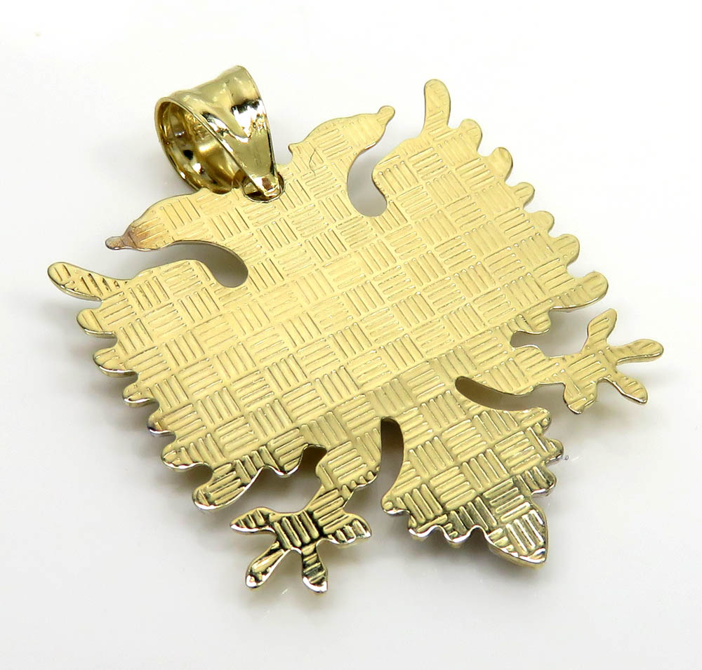 10k two tone gold diamond cut albanian eagle pendant - Image 4