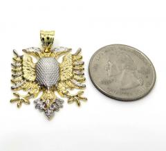 10k two tone gold diamond cut albanian eagle pendant