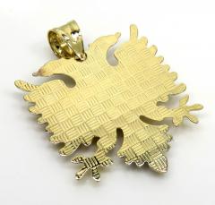 10k two tone gold diamond cut albanian eagle pendant