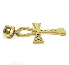 14k yellow gold large diamond cut fancy ankh cross 