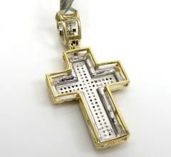 10k gold double layered diamond 4 row mini cross 0.26ct
