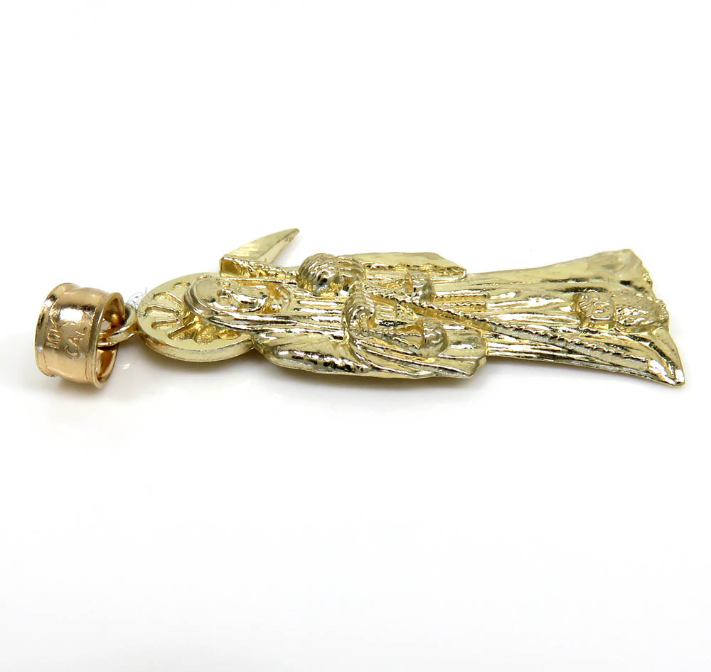 10k yellow gold small halo grim reaper pendant 