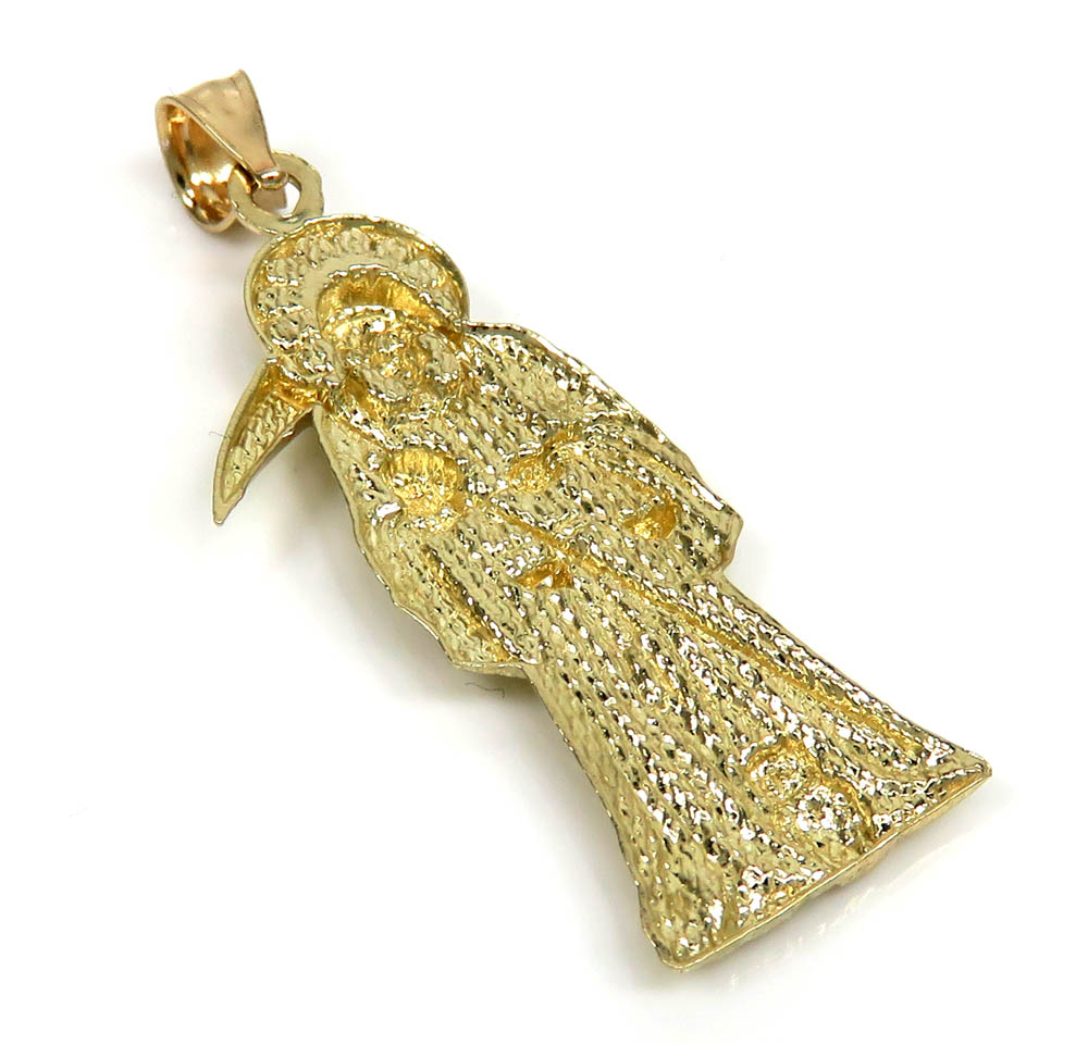 10k yellow gold small halo grim reaper pendant - Image 4
