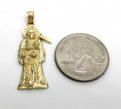 10k yellow gold small halo grim reaper pendant 