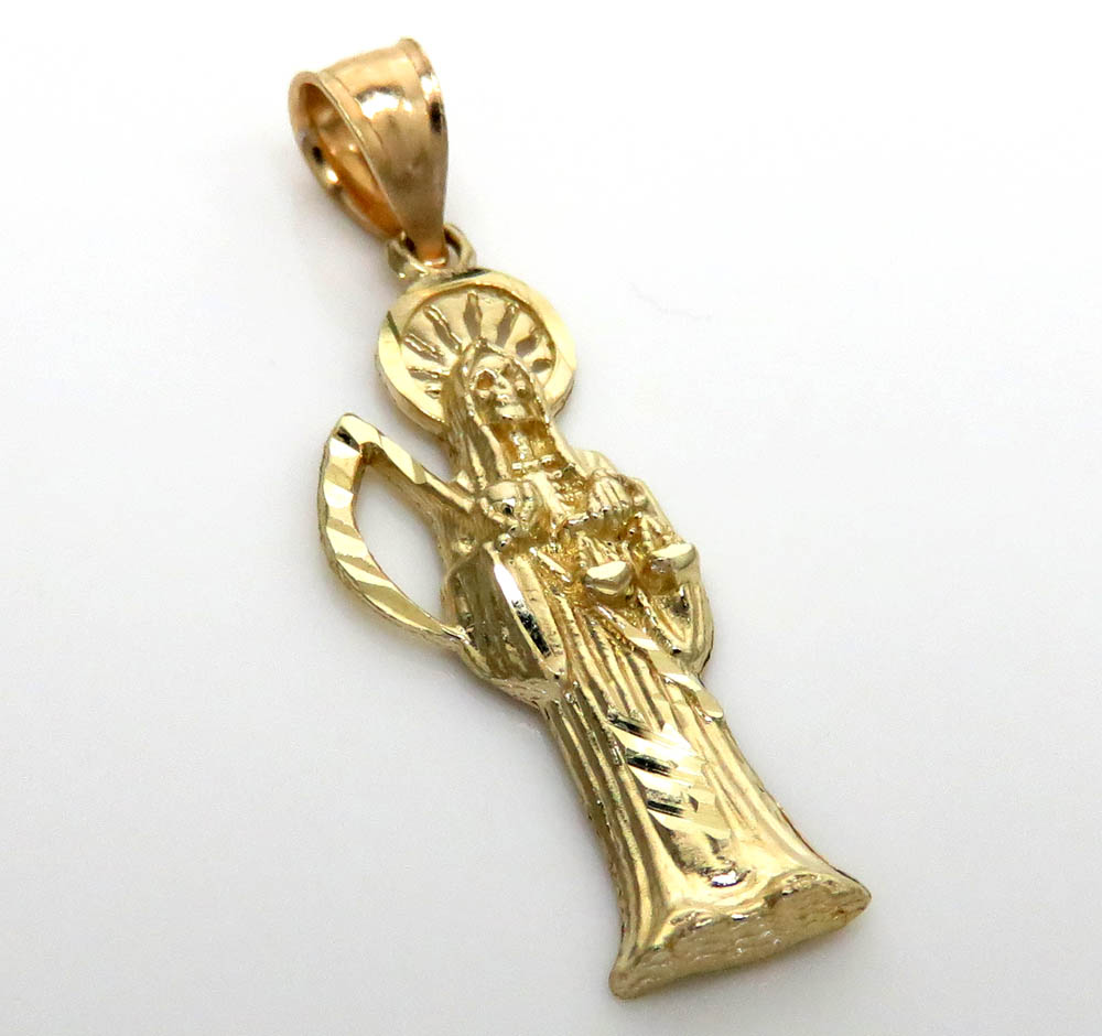10k yellow gold mini halo grim reaper pendant 