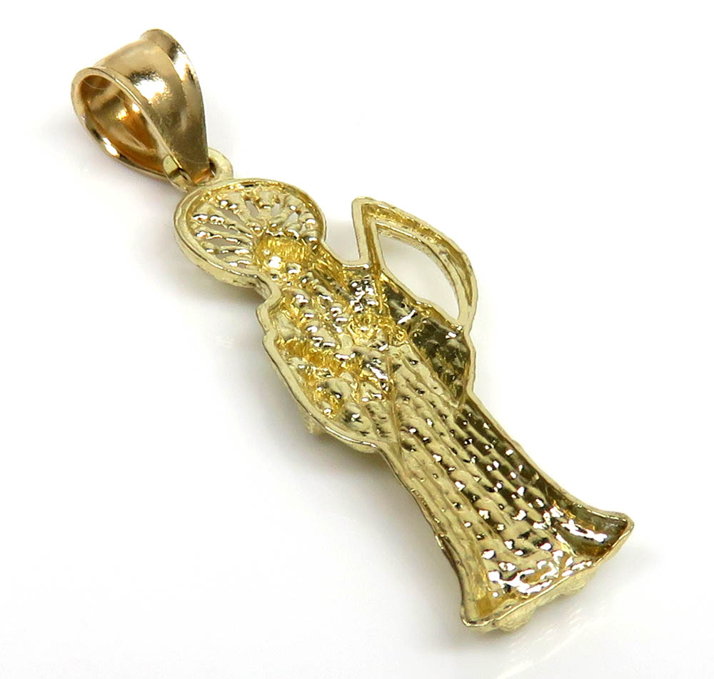 10k yellow gold mini halo grim reaper pendant 
