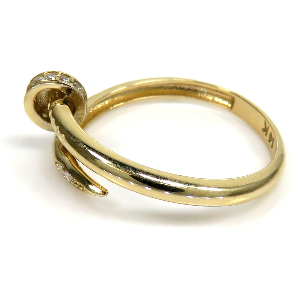 14k yellow gold cz nail ring 0.10ct
