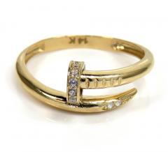 14k yellow gold cz nail ring 0.10ct